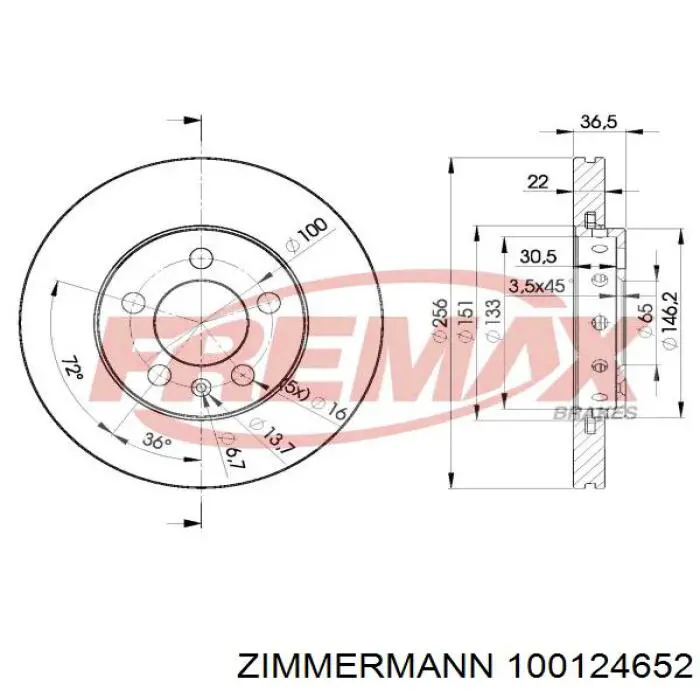 100124652 Zimmermann freno de disco delantero