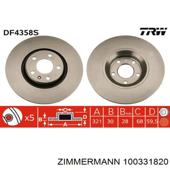 100.3318.20 Zimmermann freno de disco delantero