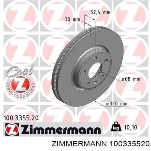 100335520 Zimmermann freno de disco delantero