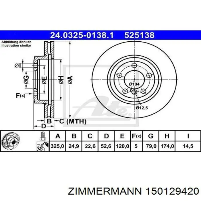 150129420 Zimmermann freno de disco delantero