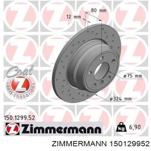 150129952 Zimmermann disco de freno trasero