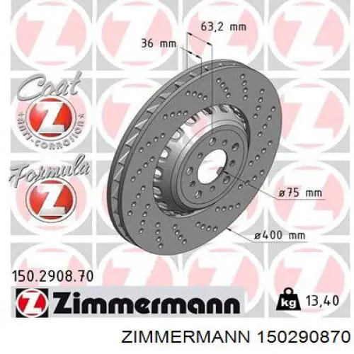 150.2908.70 Zimmermann freno de disco delantero