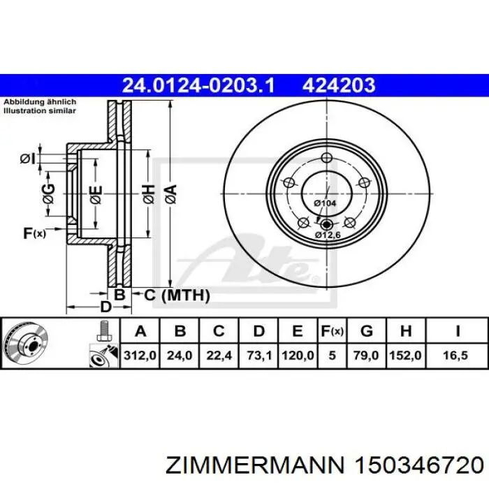 150346720 Zimmermann freno de disco delantero