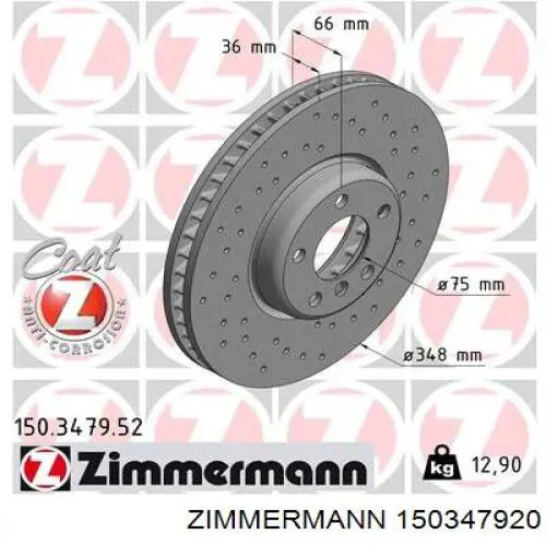 150.3479.20 Zimmermann freno de disco delantero