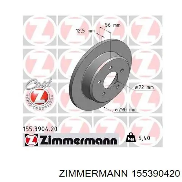 155390420 Zimmermann disco de freno trasero