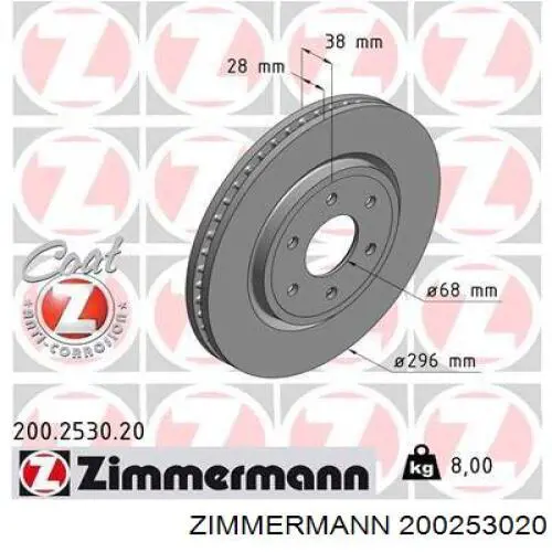 200253020 Zimmermann freno de disco delantero