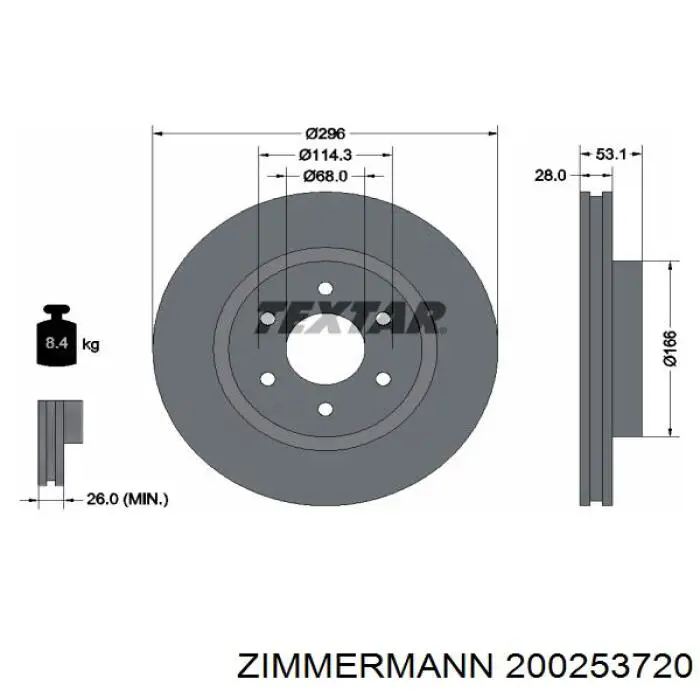 200.2537.20 Zimmermann freno de disco delantero