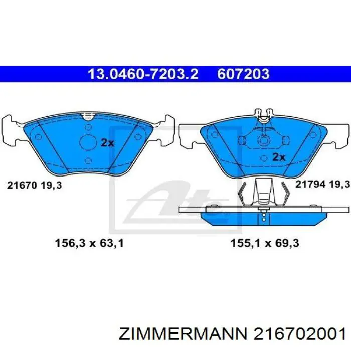 216702001 Zimmermann pastillas de freno delanteras