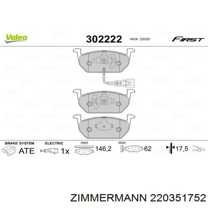 220351752 Zimmermann pastillas de freno delanteras