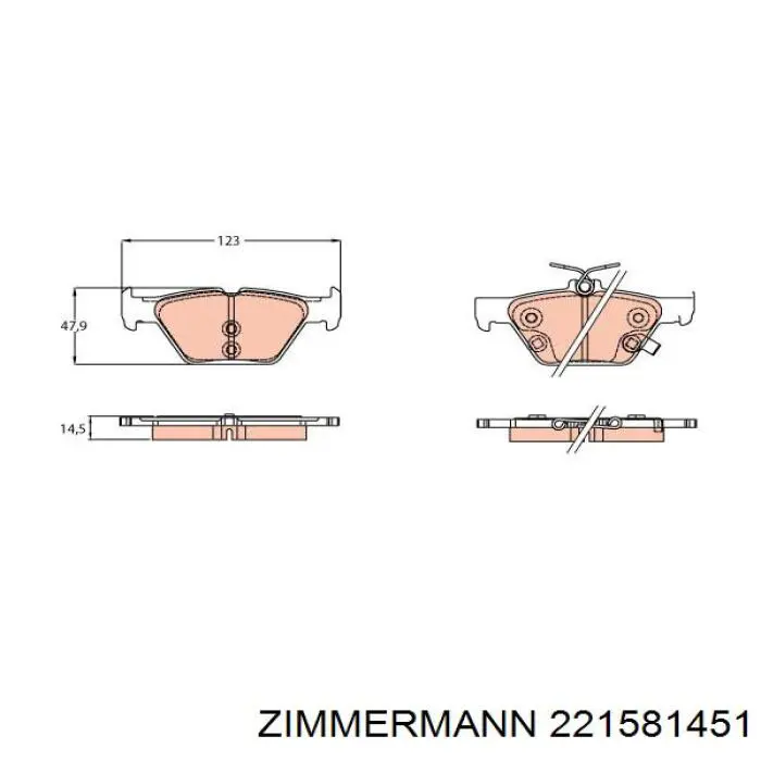 221581451 Zimmermann pastillas de freno traseras