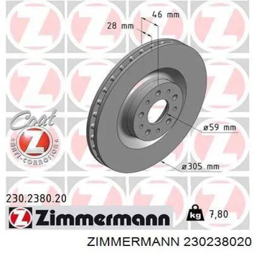 230.2380.20 Zimmermann freno de disco delantero