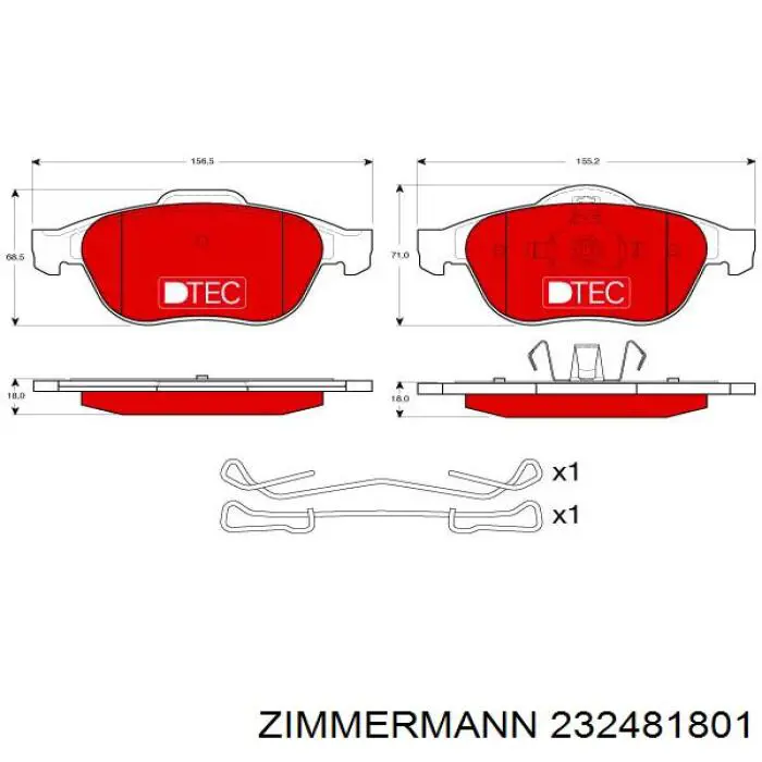 232481801 Zimmermann pastillas de freno delanteras