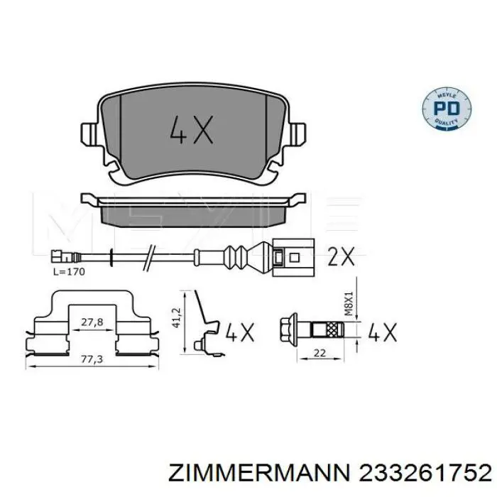 233261752 Zimmermann pastillas de freno traseras