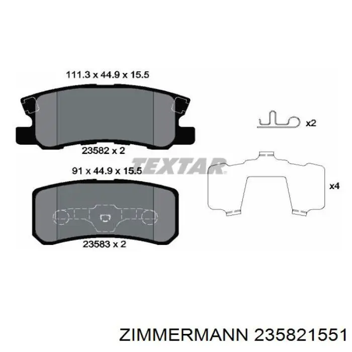 235821551 Zimmermann pastillas de freno traseras