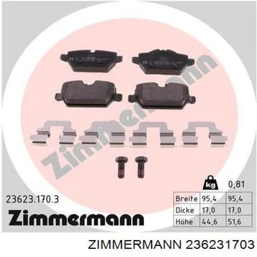 23623.170.3 Zimmermann pastillas de freno traseras