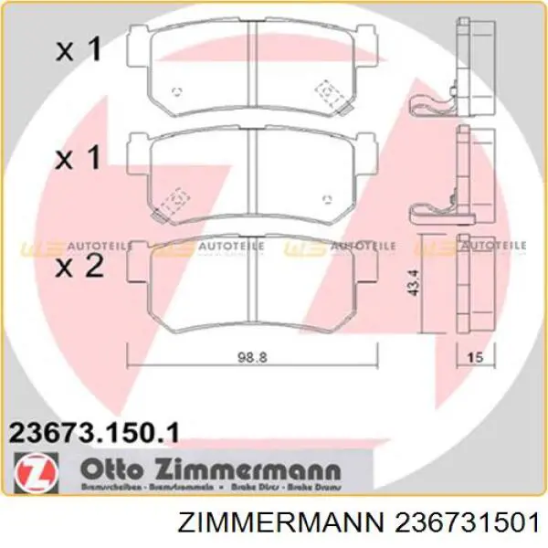 23673.150.1 Zimmermann pastillas de freno traseras