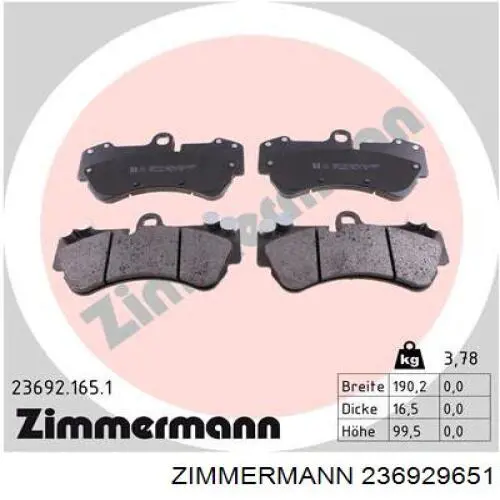 23692.965.1 Zimmermann pastillas de freno delanteras