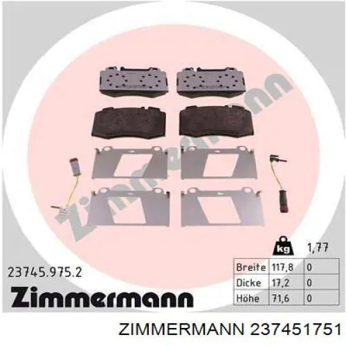 237451751 Zimmermann pastillas de freno delanteras