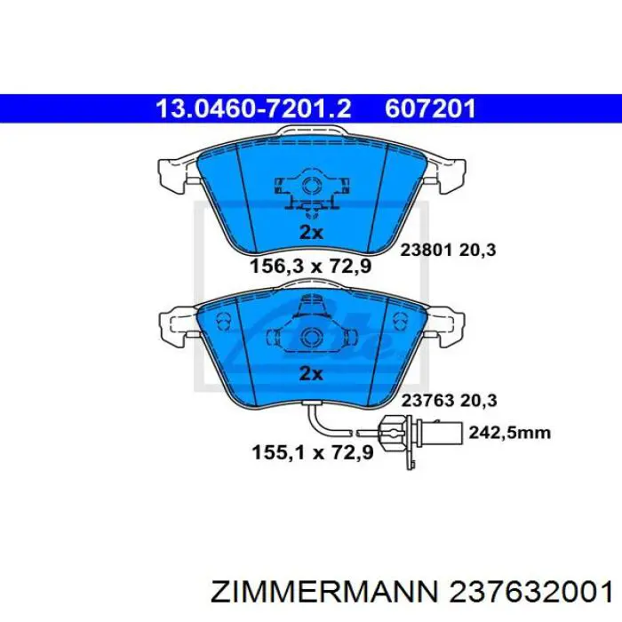 237632001 Zimmermann pastillas de freno delanteras