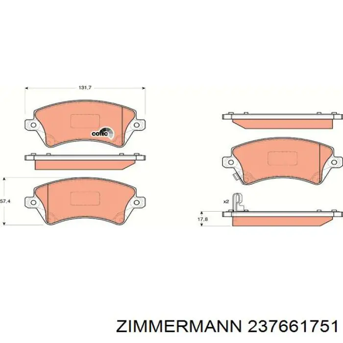 237661751 Zimmermann pastillas de freno delanteras