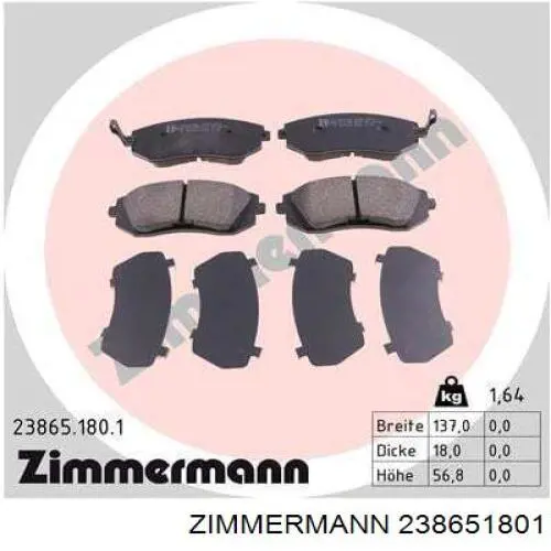 238651801 Zimmermann pastillas de freno delanteras