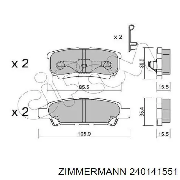 240141551 Zimmermann pastillas de freno traseras