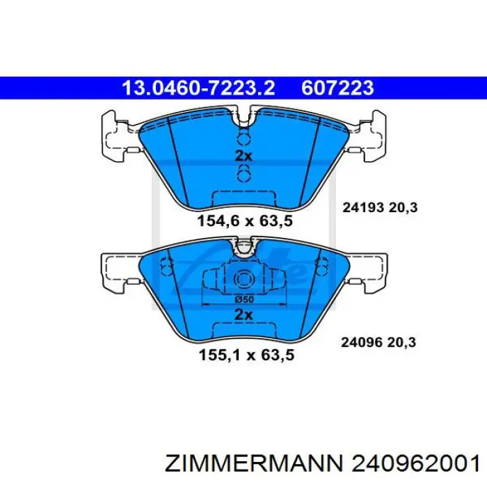 240962001 Zimmermann pastillas de freno delanteras