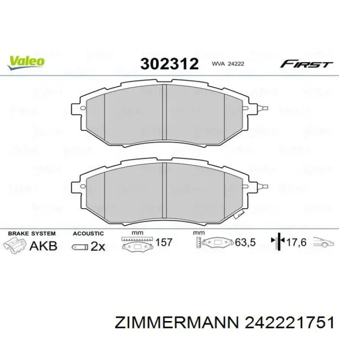 242221751 Zimmermann pastillas de freno delanteras