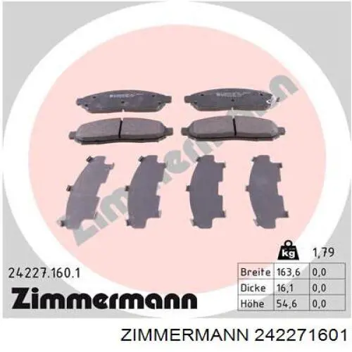 242271601 Zimmermann pastillas de freno delanteras