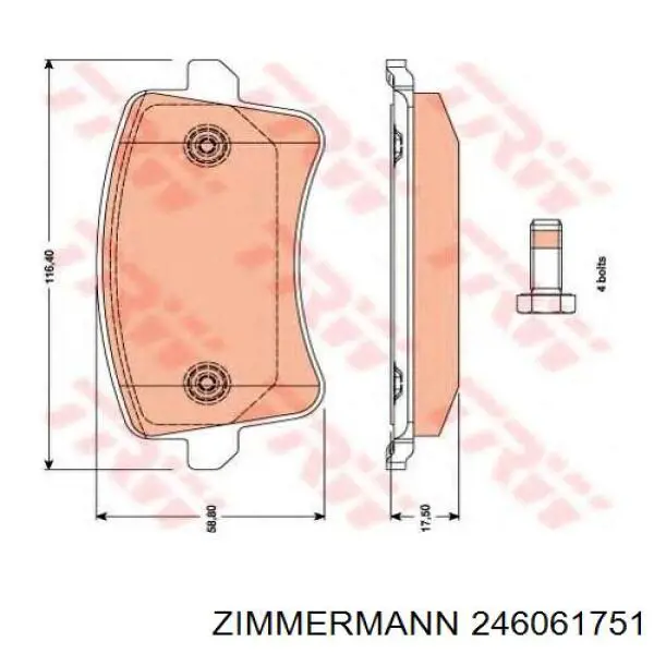 246061751 Zimmermann pastillas de freno traseras