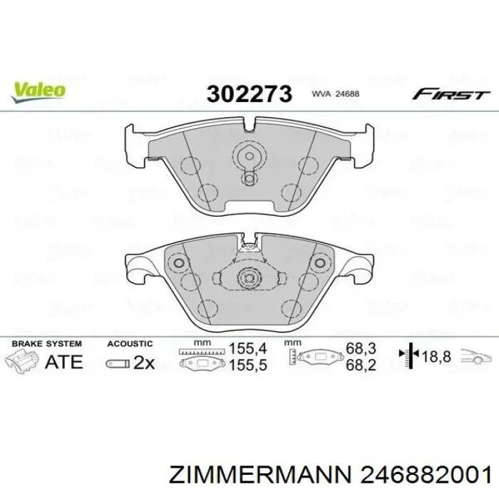 246882001 Zimmermann pastillas de freno delanteras