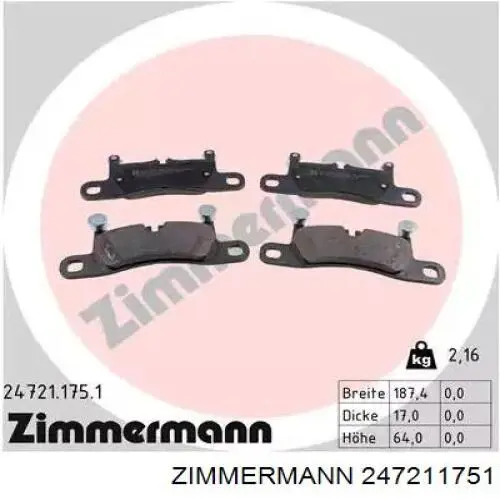 24721.175.1 Zimmermann pastillas de freno traseras