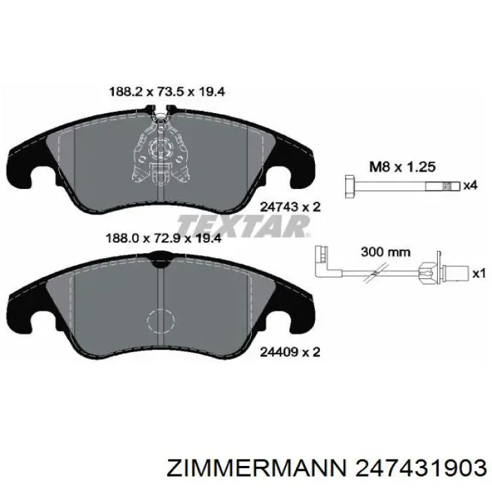 247431903 Zimmermann pastillas de freno delanteras