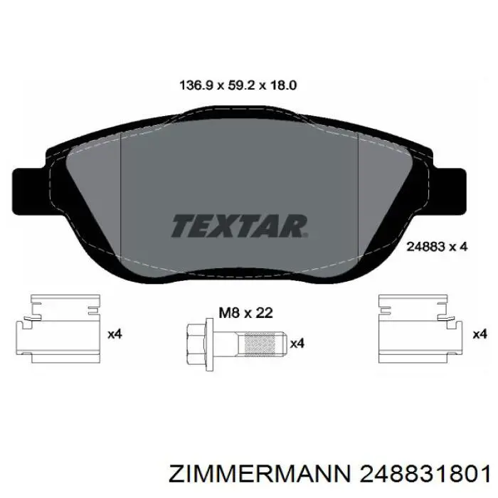 248831801 Zimmermann pastillas de freno delanteras