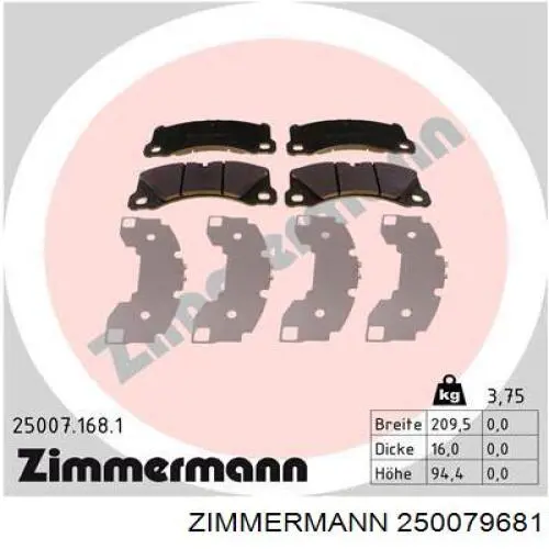 25007.968.1 Zimmermann pastillas de freno delanteras