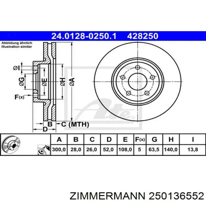 250.1365.52 Zimmermann freno de disco delantero