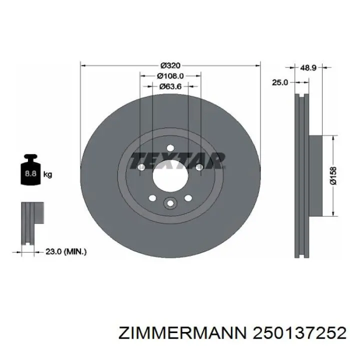 250.1372.52 Zimmermann freno de disco delantero