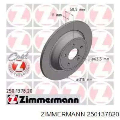 250137820 Zimmermann disco de freno trasero