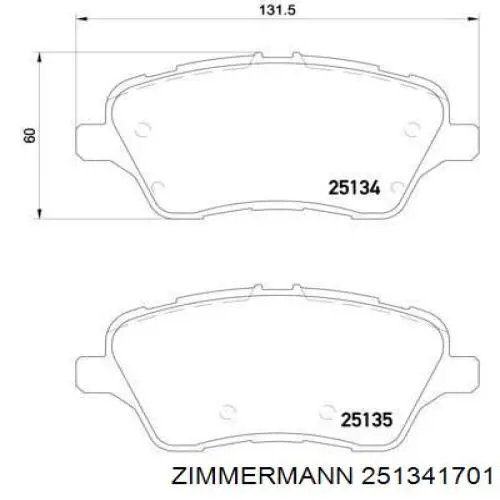 251341701 Zimmermann pastillas de freno delanteras