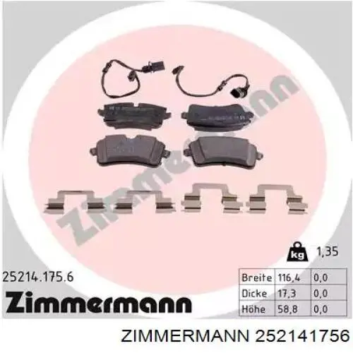 25214.175.6 Zimmermann pastillas de freno traseras