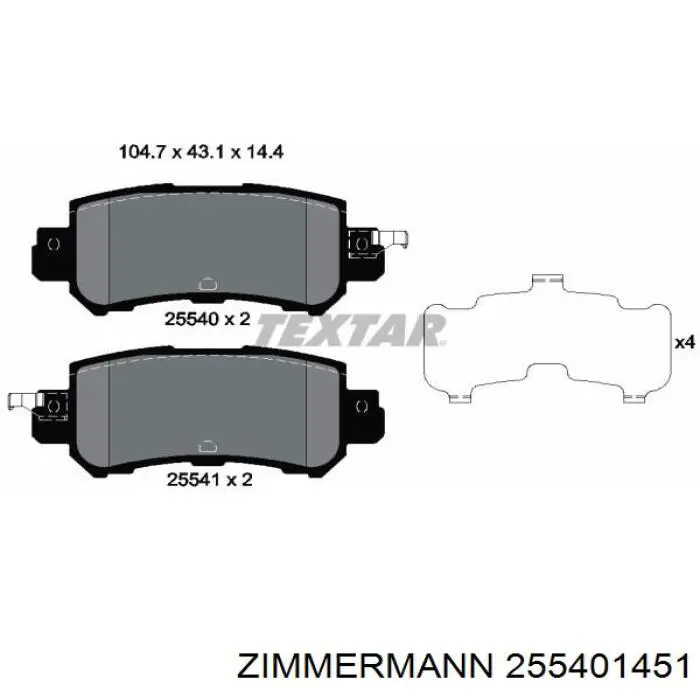 255401451 Zimmermann pastillas de freno traseras