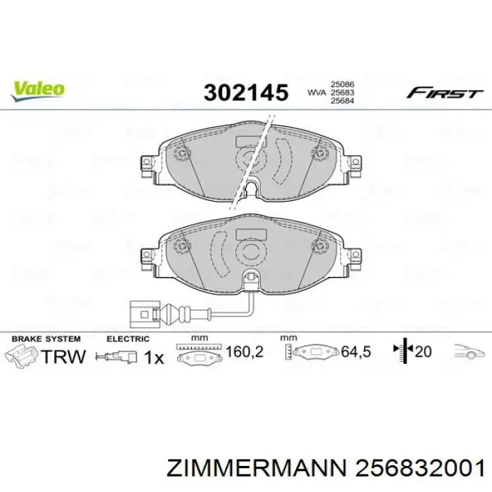 256832001 Zimmermann pastillas de freno delanteras