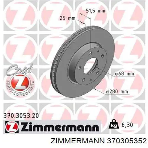 370.3053.52 Zimmermann freno de disco delantero