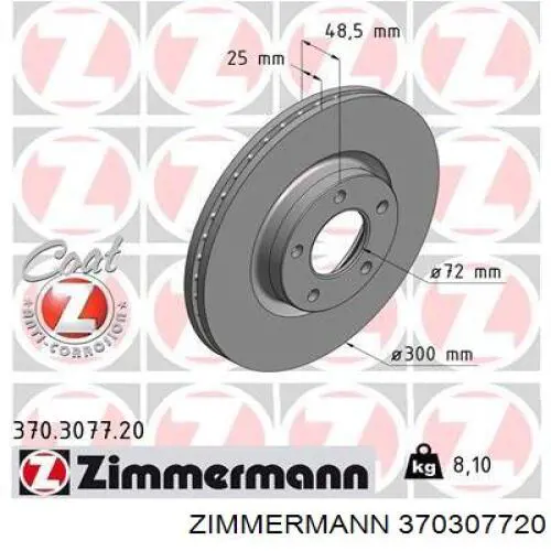 370307720 Zimmermann freno de disco delantero