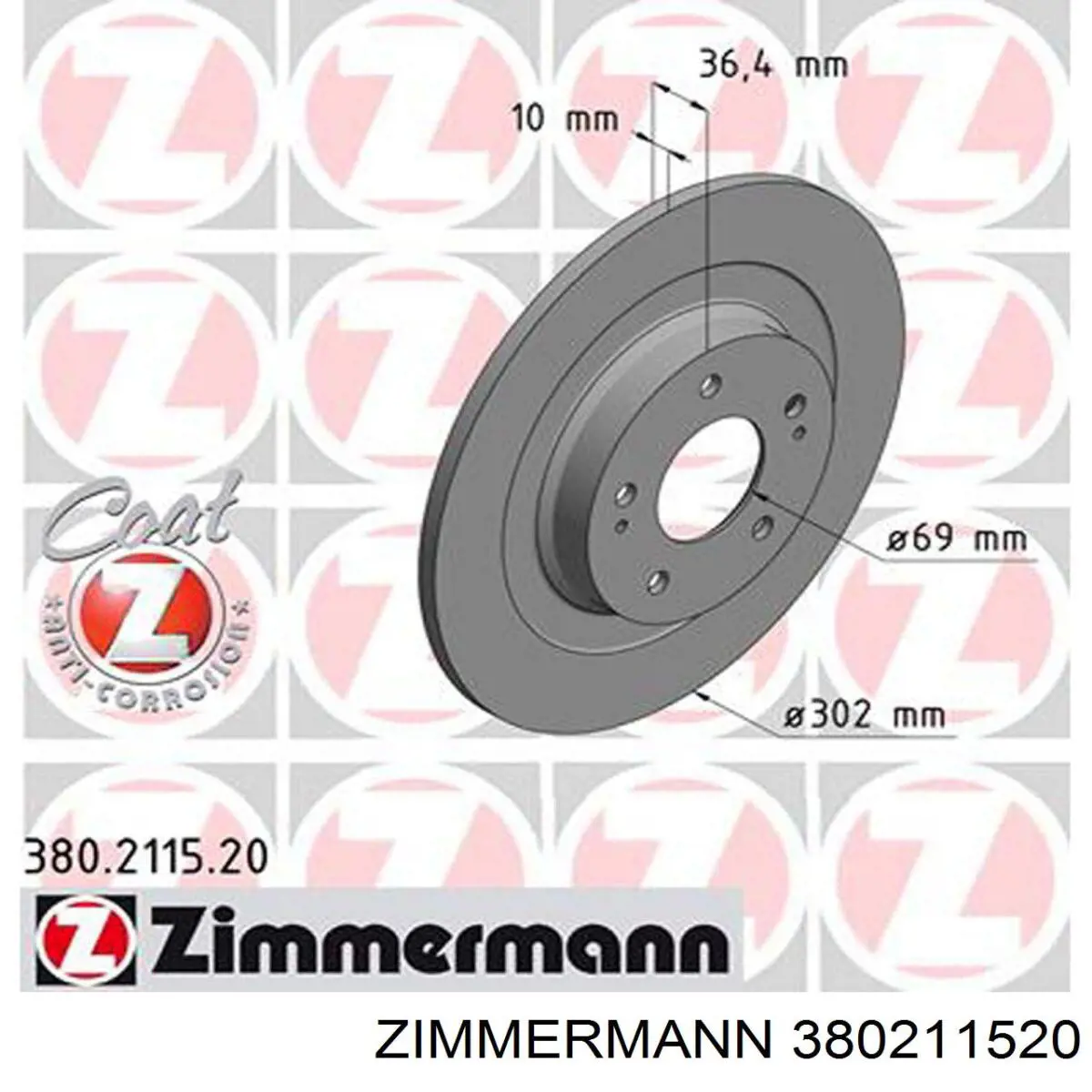 380211520 Zimmermann disco de freno trasero