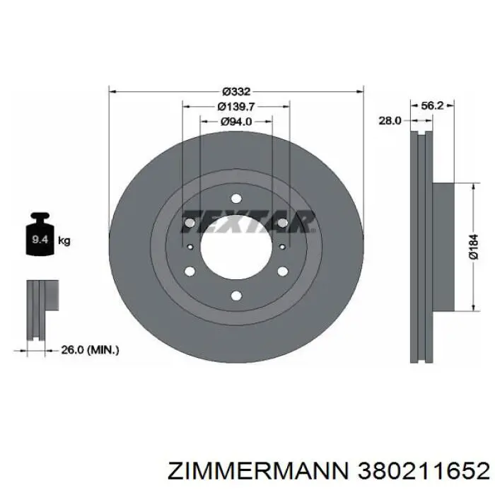 380211652 Zimmermann freno de disco delantero