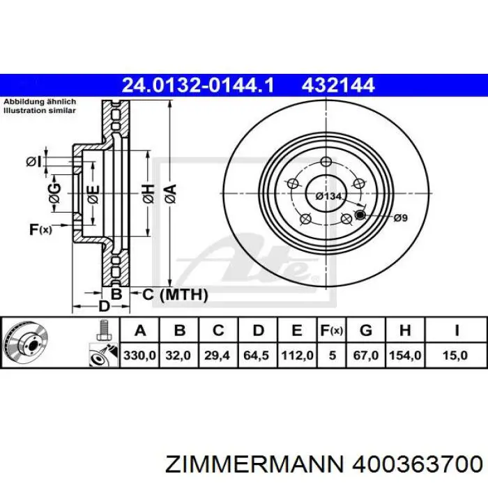 400363700 Zimmermann freno de disco delantero