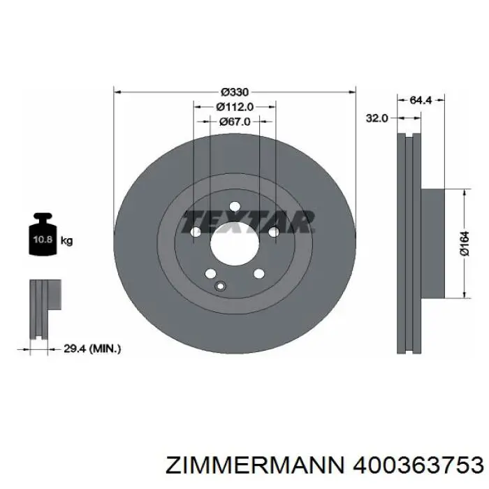 400363753 Zimmermann freno de disco delantero