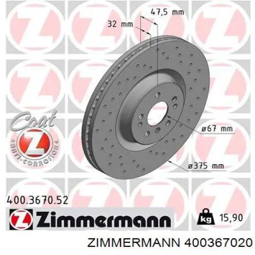 400367020 Zimmermann freno de disco delantero