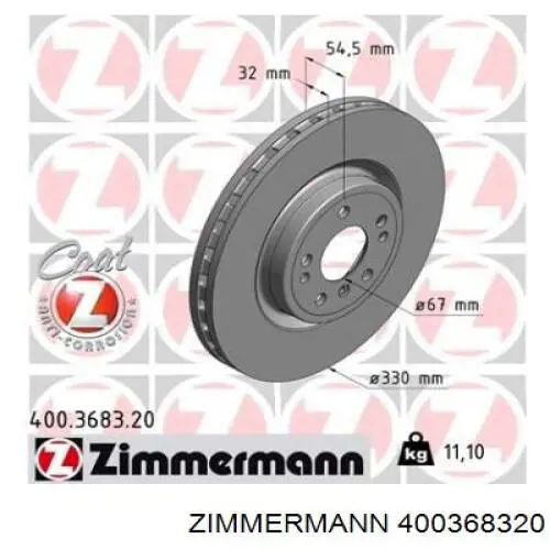 400368320 Zimmermann freno de disco delantero